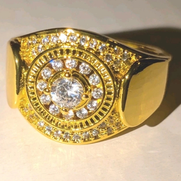 Men's 2Ct Round Cut Moissanite Prong Engagement Ring 14K Yellow Gold Plate Sz 11